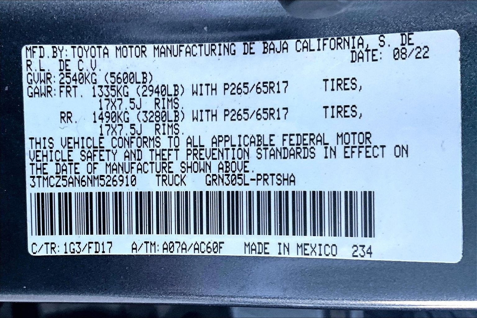 2022 Toyota Tacoma 4WD TRD Sport