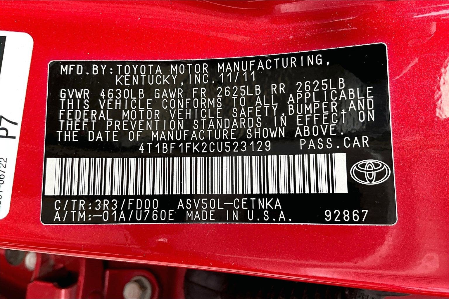 2012 Toyota Camry LE