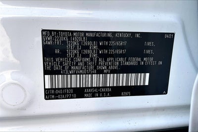 2021 Toyota RAV4 Hybrid LE