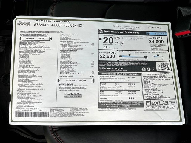 2026 Jeep Wrangler WRANGLER 4-DOOR RUBICON