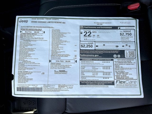 2026 Jeep Grand Cherokee GRAND CHEROKEE LIMITED RESERVE 4X4