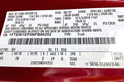 2022 Ford F-150 XLT SPORT MOONROOF