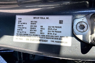 2021 Tesla Model 3 Standard Range Plus