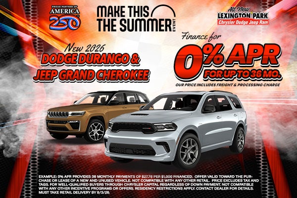 0% APR on Durango & Grand Cherokee